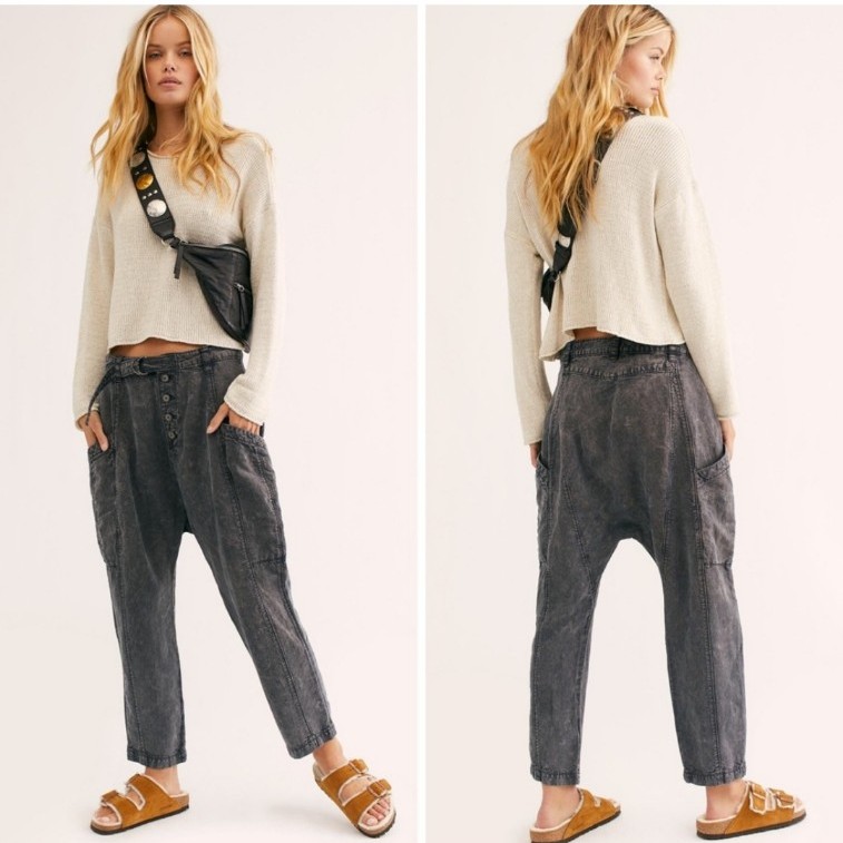 Free People Desert Haze Harem Pants in Washed Black