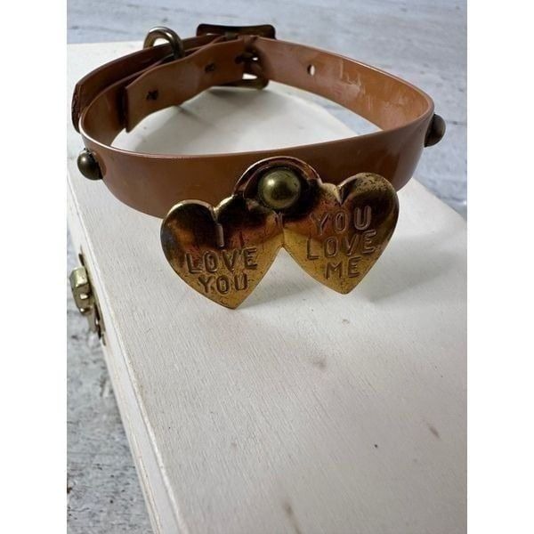 Vintage 40s I Love You You Love Me Dog Collar OOAK