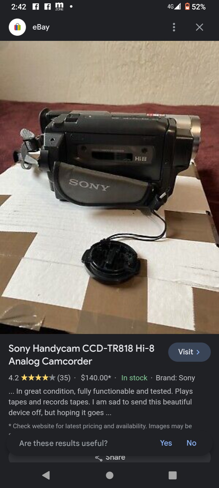 Sony hi8 camcorder