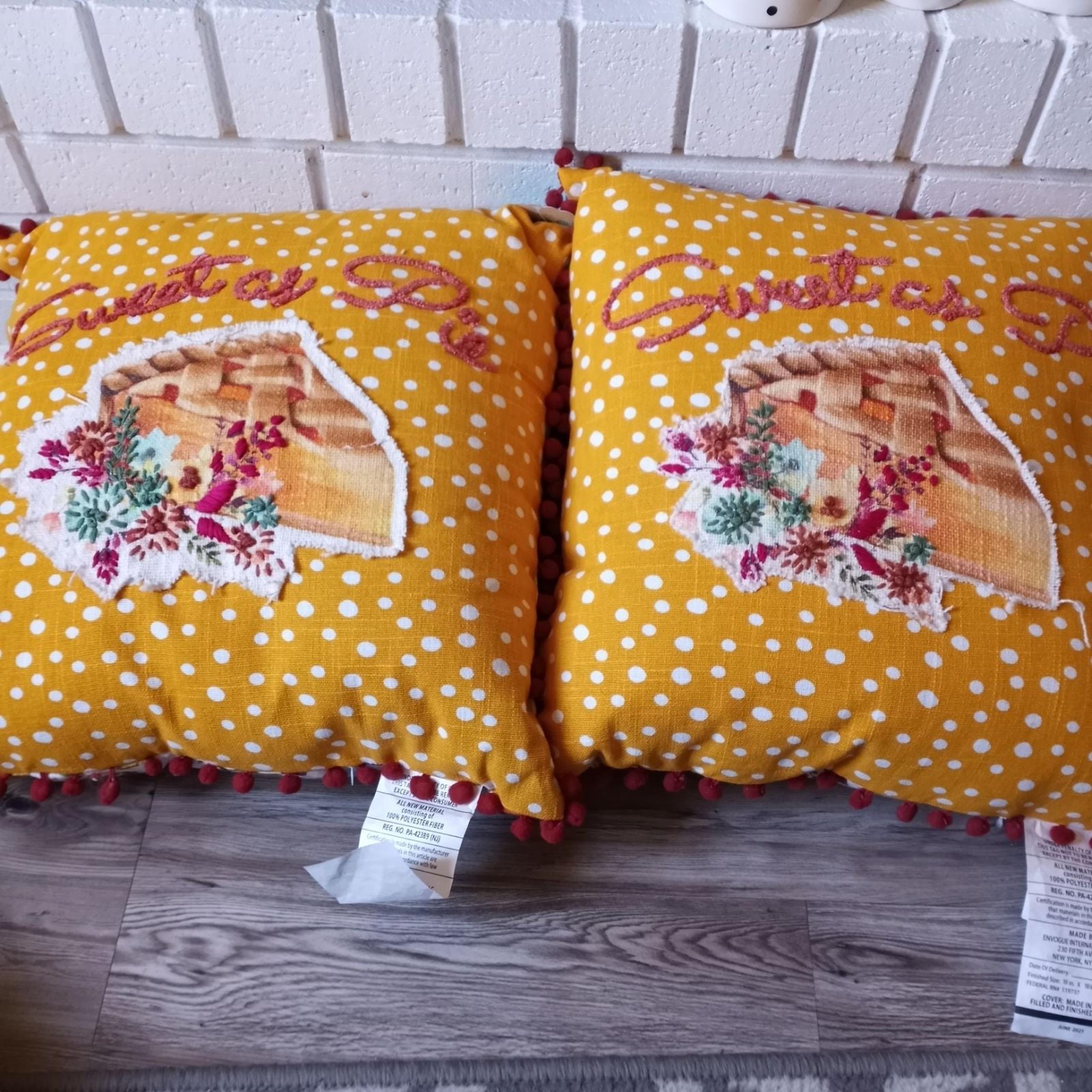 The Pioneer Woman Harvest Sweet as Pie Decorative Throw Pillow 18x18 Set of 2