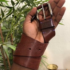 Ted Baker Mens 34”/86cms Dark Brown Italy genuine leather belt Wrapped Buckle