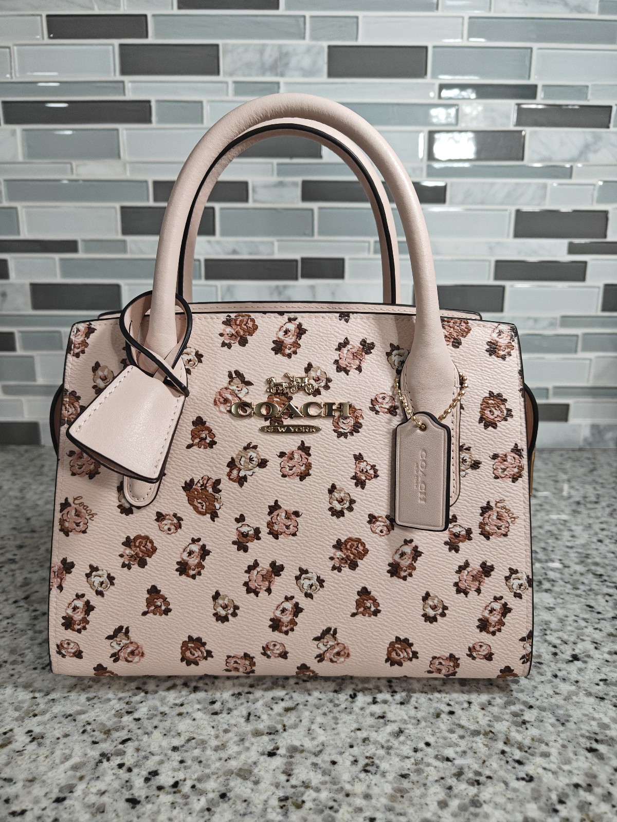 Coach Andrea Carryall Bag With Rose Print
