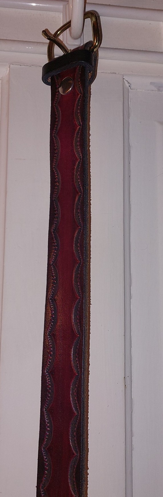 Leather Belt Men's handmade tooled. Fits waist 44 inches.
