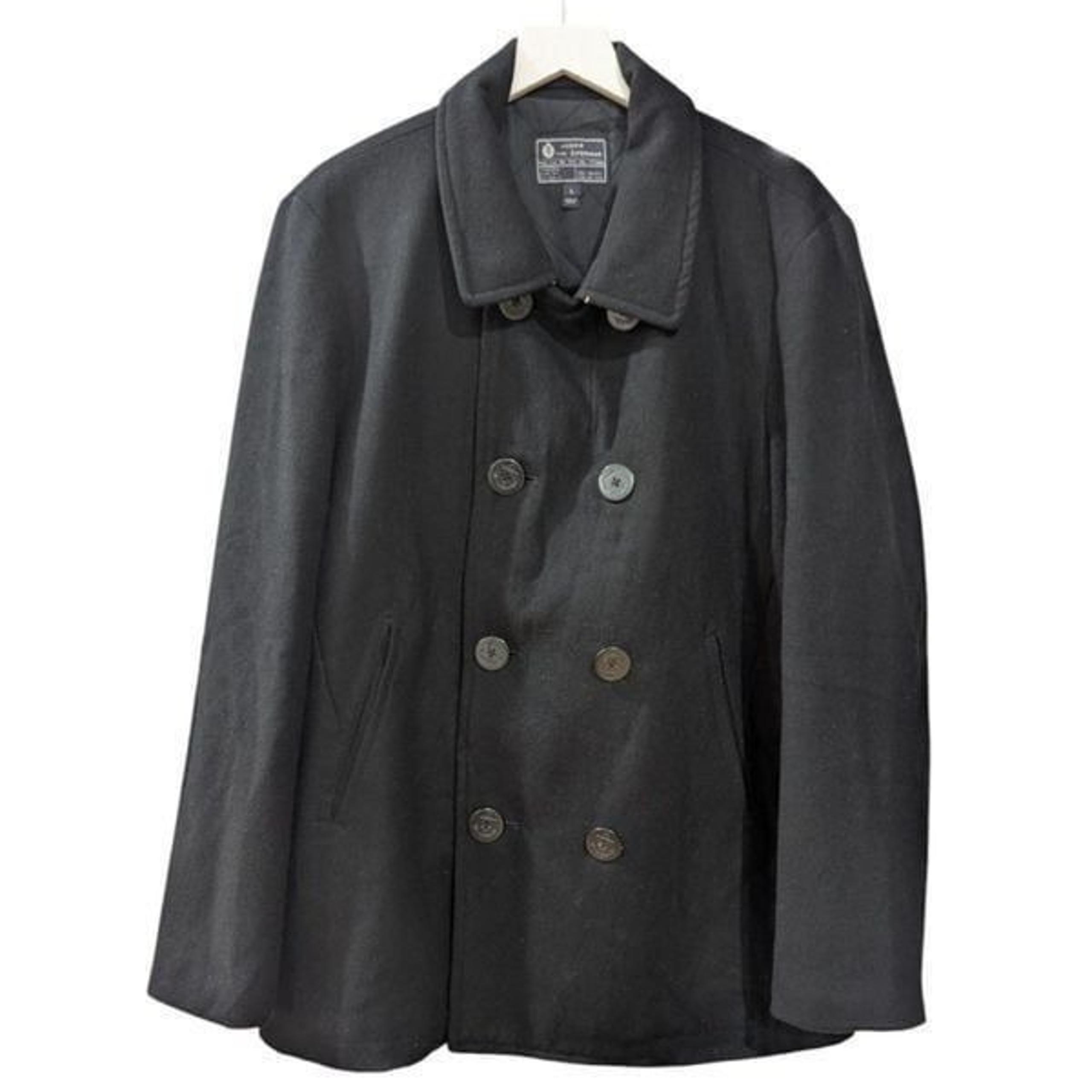 J. Crew Men's Large Peacoat in Black Wool Blend Style 18636 FA 11