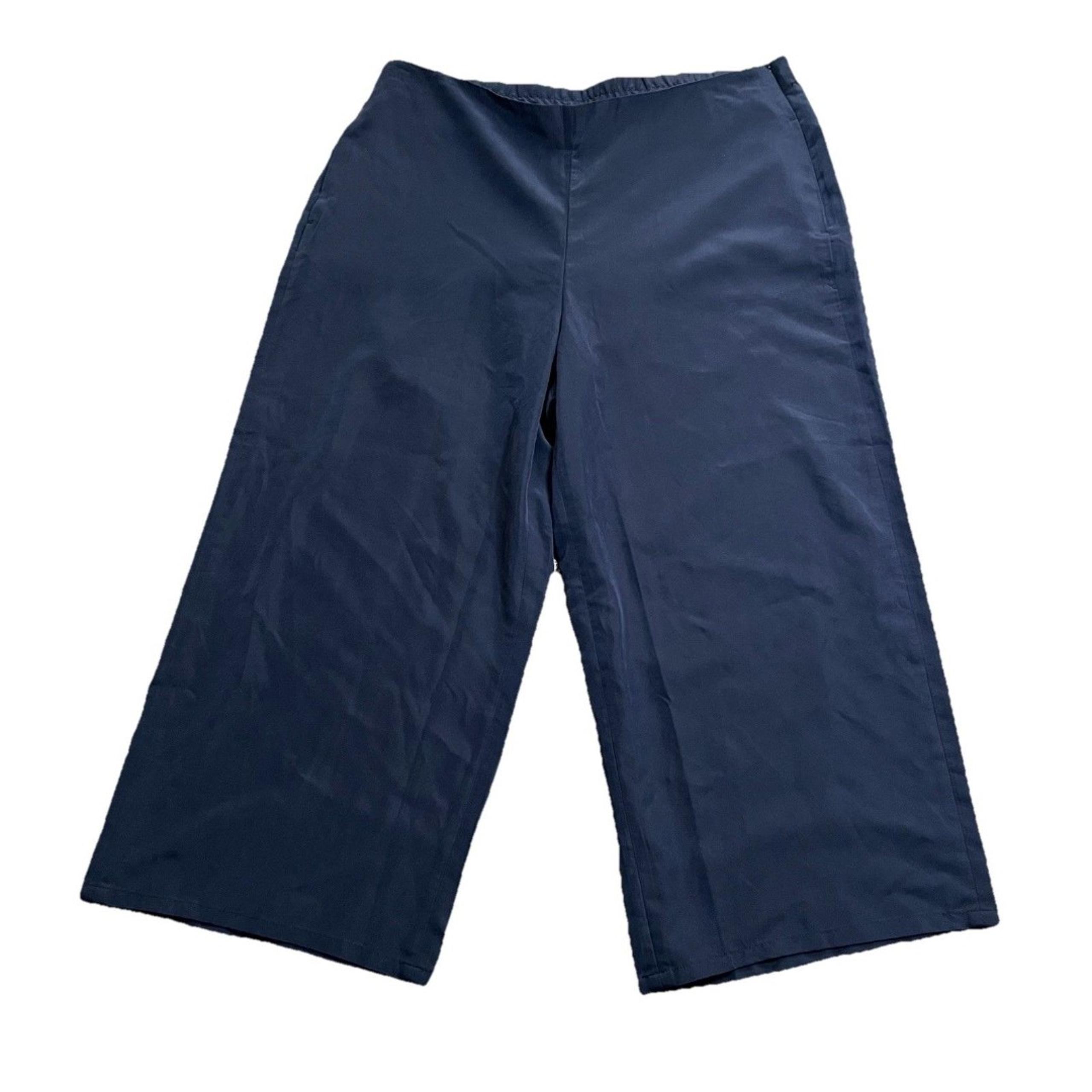 J Jill Pants Wide Leg Crop Lightweight Side Zip Navy Blue Modal Large Petite