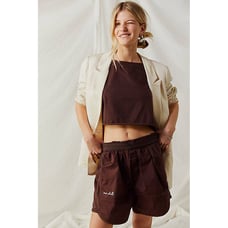 Free People Perfect Pima Boxer Set in Cocoa Bean Size Small