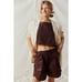 Free People Perfect Pima Boxer Set in Cocoa Bean Size Small
