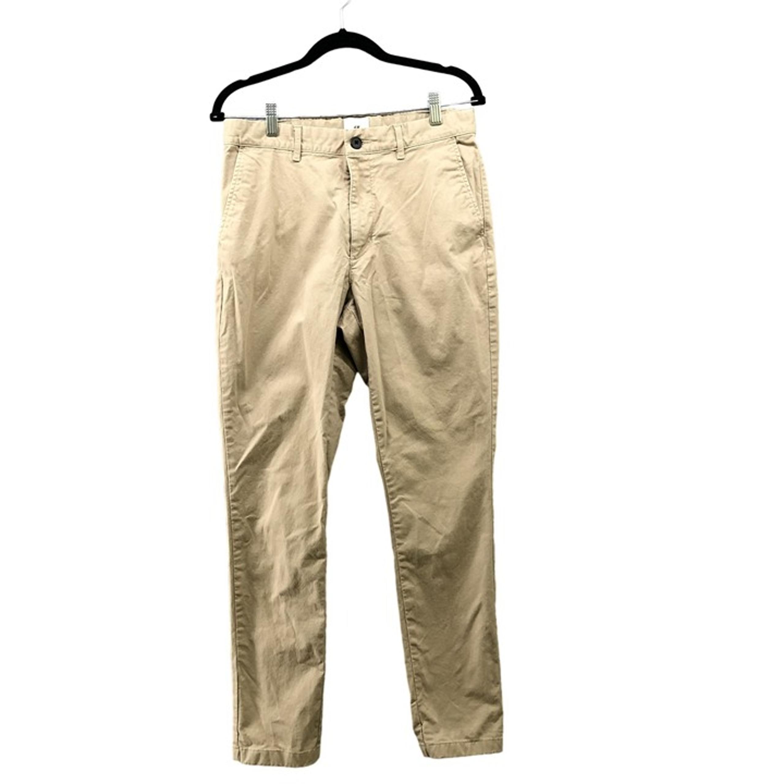 H&M Skinny Fit Chino Pants Mens Size 30 Beige Stretch Khaki Flat Front