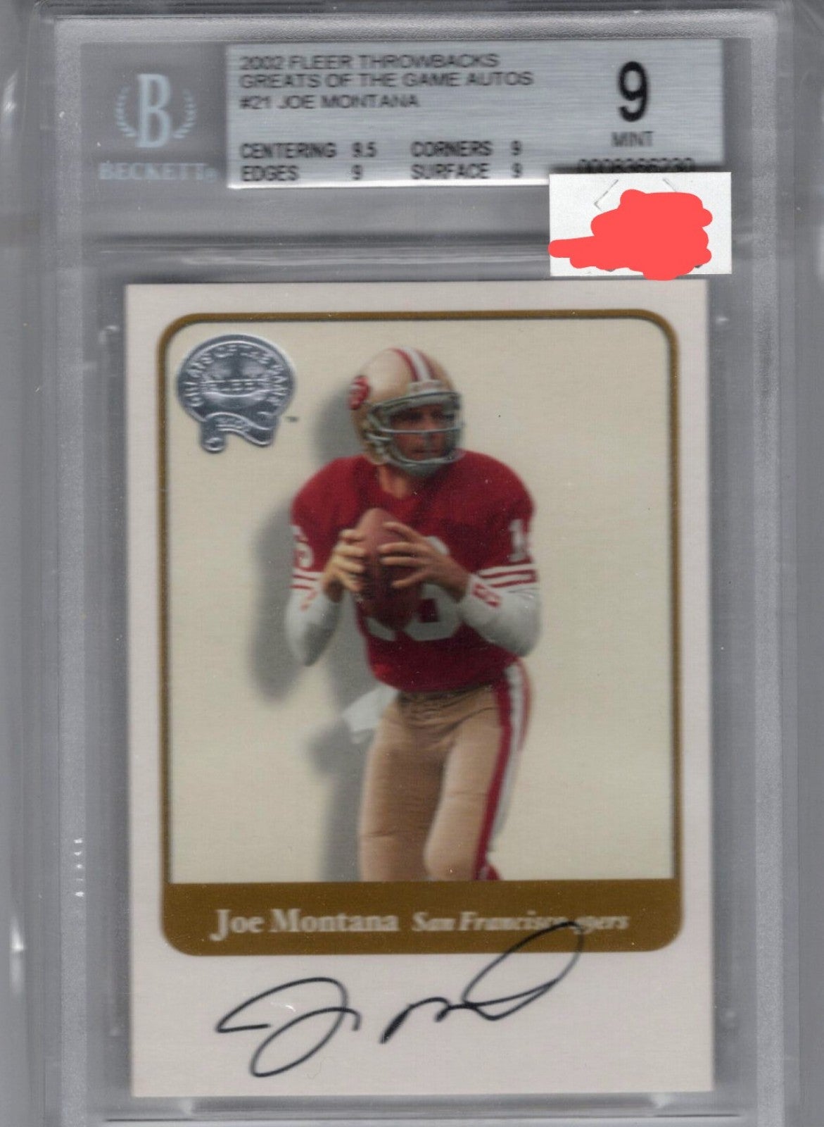 2002 Fleer Throwbacks Joe Montana Autograph BGS 9/10