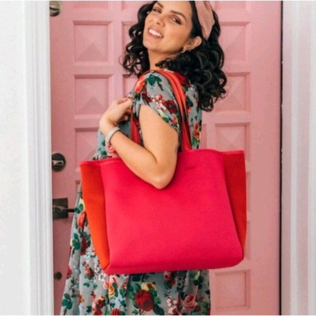 NWT Summersalt The Perfect Beach Tote Bag Hibiscus/ Lava Pink & Red MSRP80