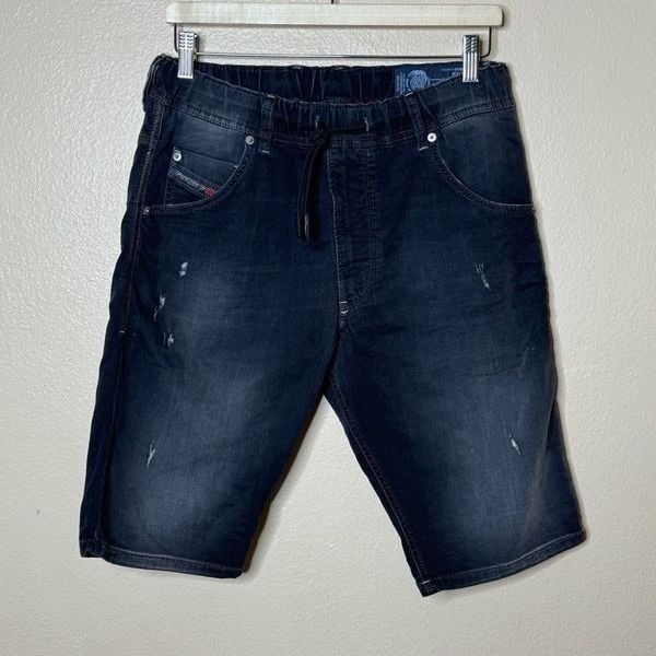Diesel Shorts Mens 30 Black Denim Krooshorts Drawstring Stretch