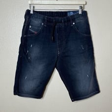 Diesel Shorts Mens 30 Black Denim Krooshorts Drawstring Stretch