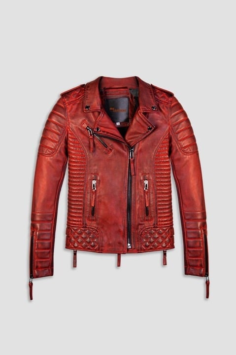 Women's Kay Michaels Bodaskins Style Genuine Sheepskin Leather Jacket Burnt Red