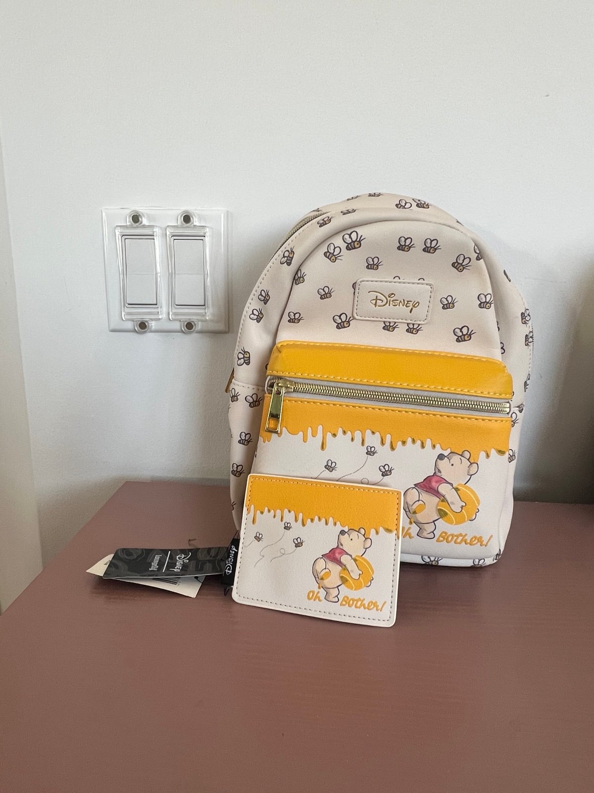 Disney loungefly Pooh Honey Oh Bother Backpack and cardholder