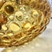 MCM Amber Vintage Bubble Glass 6” Pebble Ashtray