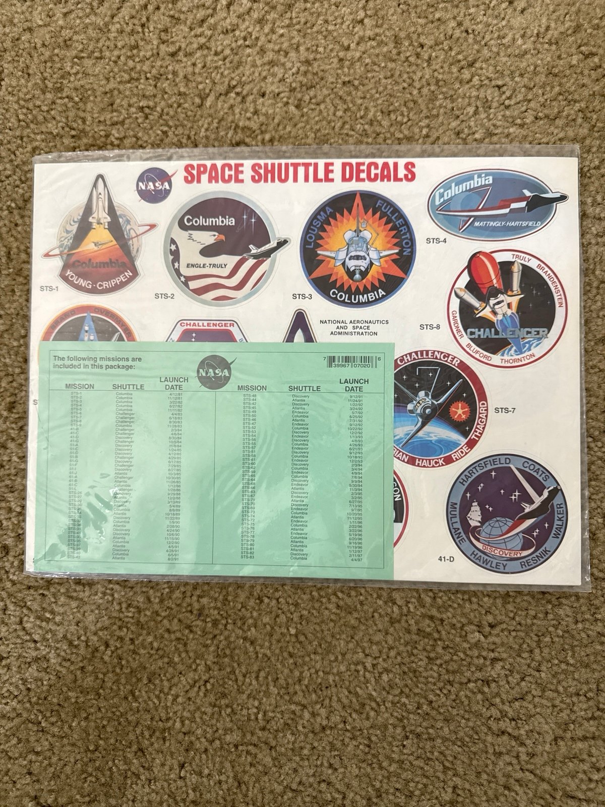 Vintage NASA Space Shuttle Decals 1981-1997 - Set of 84 Decals