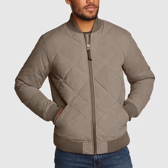 Eddie Bauer Men's Large 1936 Skyliner Model Down Jacket Mushroom Tan Beige