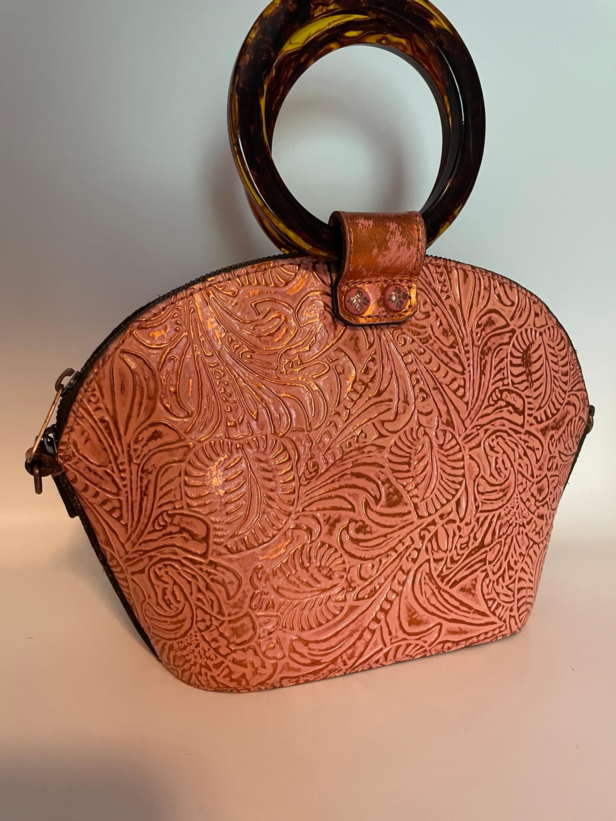 Patricia Nash Embossed Tooled Leather Meldola Copper & Peach