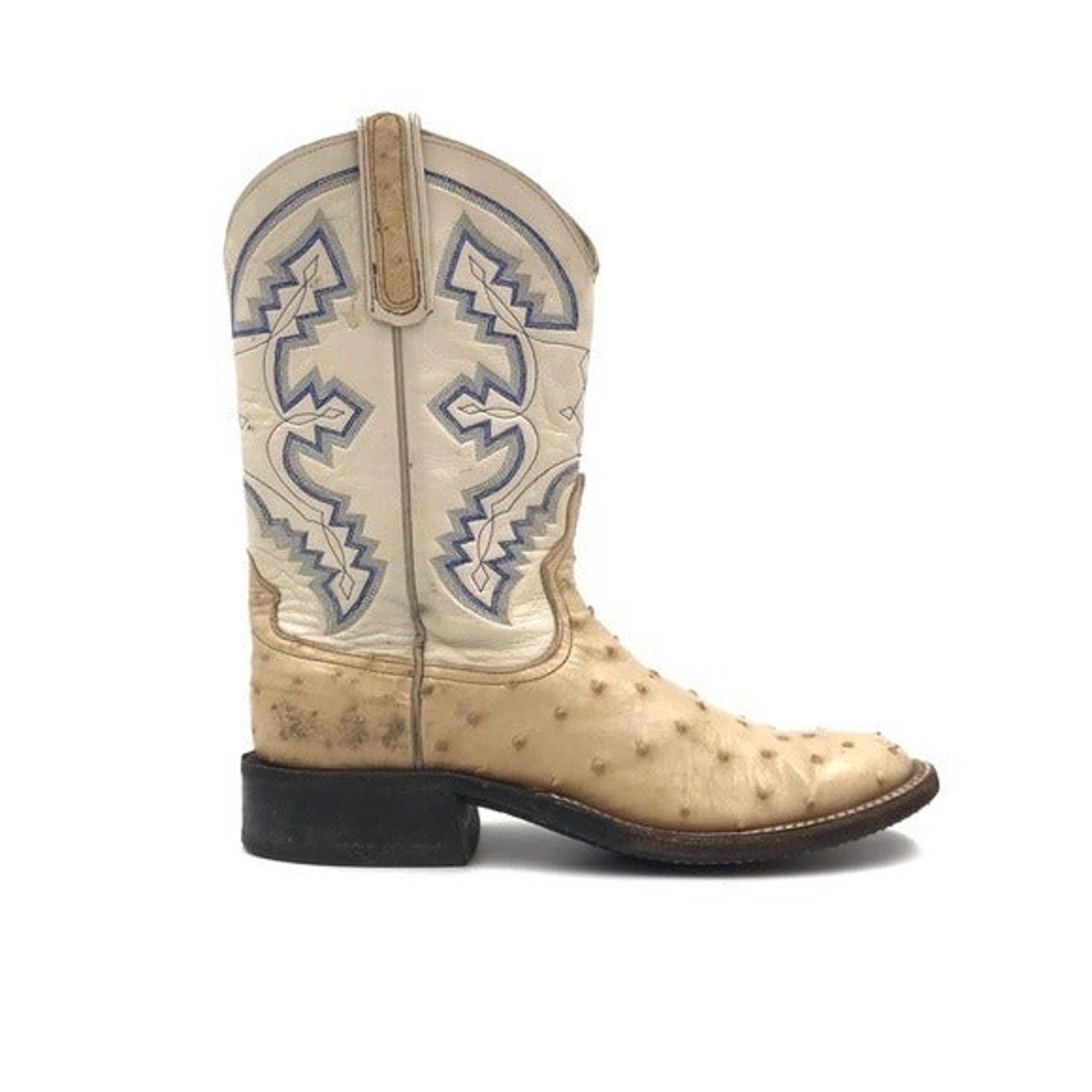 Anderson Bean Tan Cream Full Quill Ostrich Western Boots Size 6