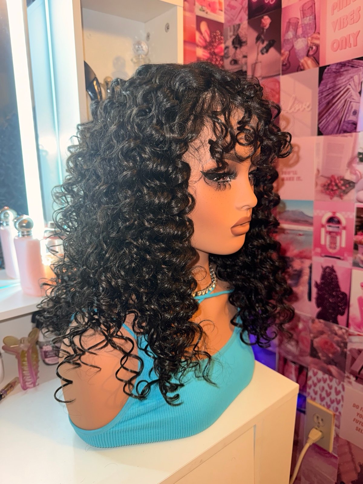 Curly Bang Lace Front Wig