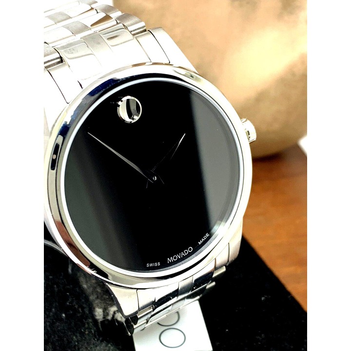 Movado Men's Watch 0607533 Museum Black Dial Swiss Quartz Stainless Steel 40mm