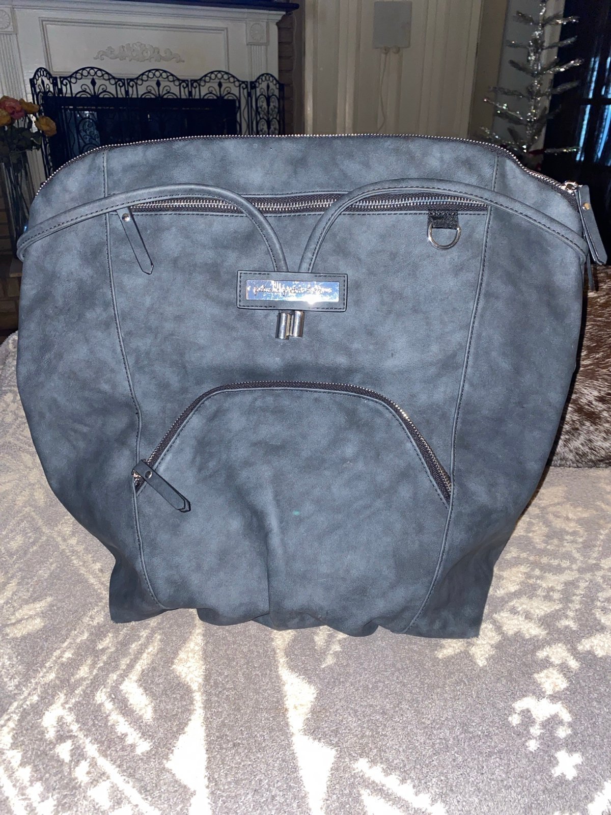 Petunia pickle Botton Diaperbag Cinch Backpack in Pewter Leatherette