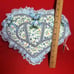 Vintage Fabric Lace Flower Pearls Heart Trinket Box Handmade