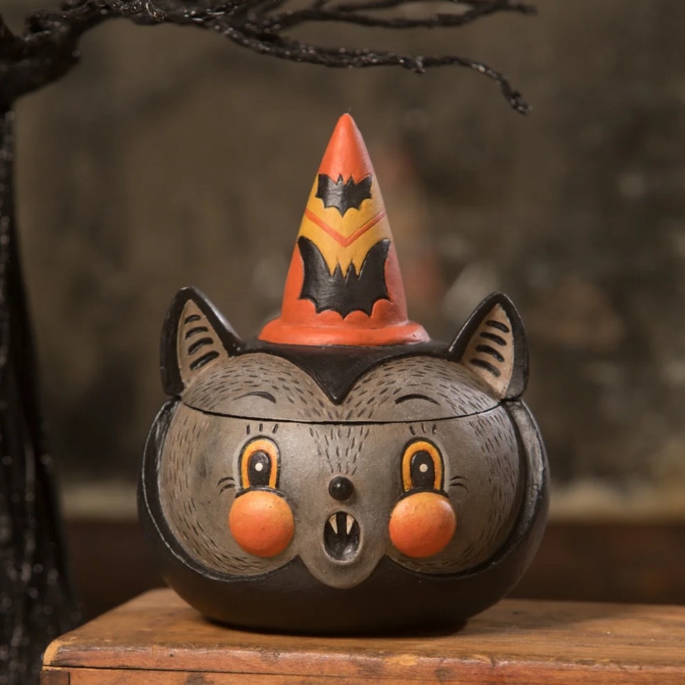 Bethany Lowe Johanna Parker Batty Barnum Bat Container Halloween Jar New