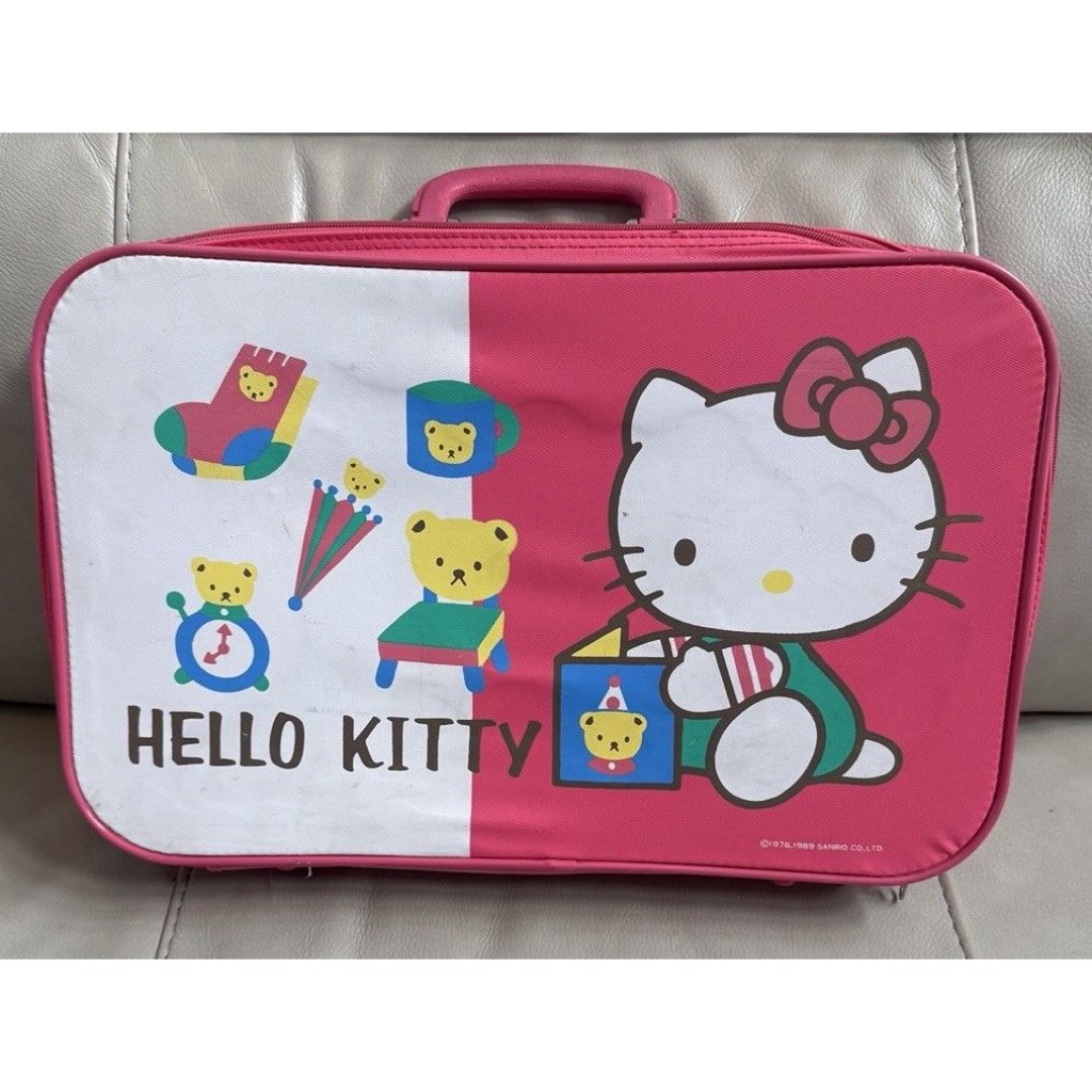 VTG Hello Kitty Sanrio Luggage Bag Suitcase 1989 Pink 18x12 Zipper HTF Design