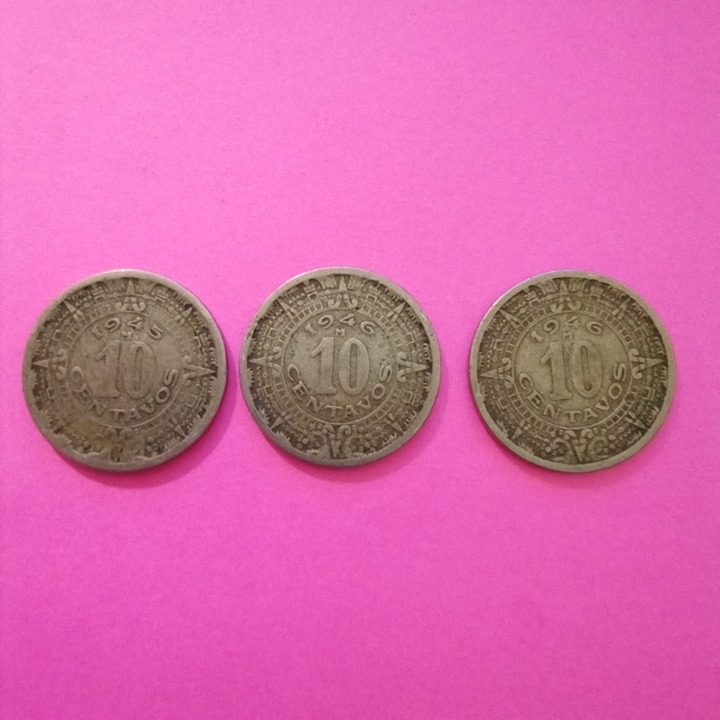 1945, 1946 Mexican 10 Centavos Set of 2 Coins