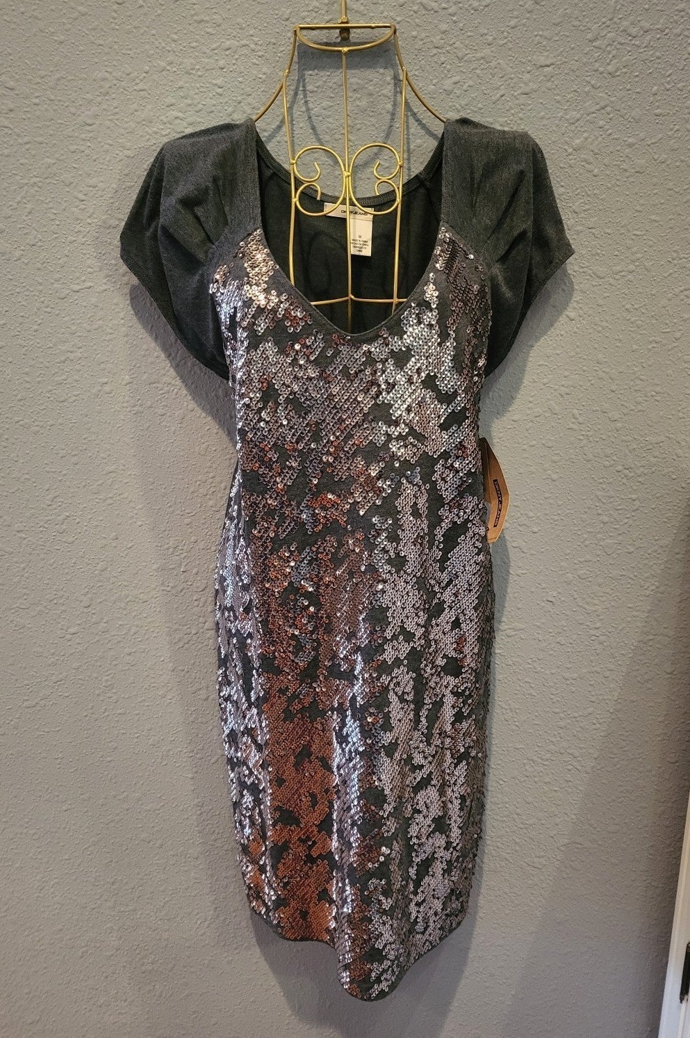 DKNY Y2K NWT Vintage Sequin Dress Tunic Top - Size M