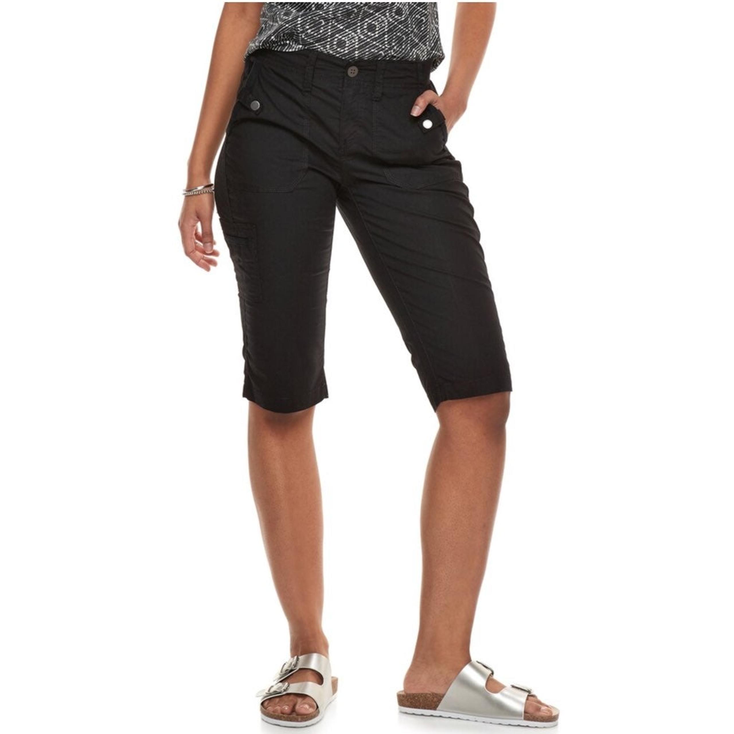 6p solid black poplin skimmer Capri