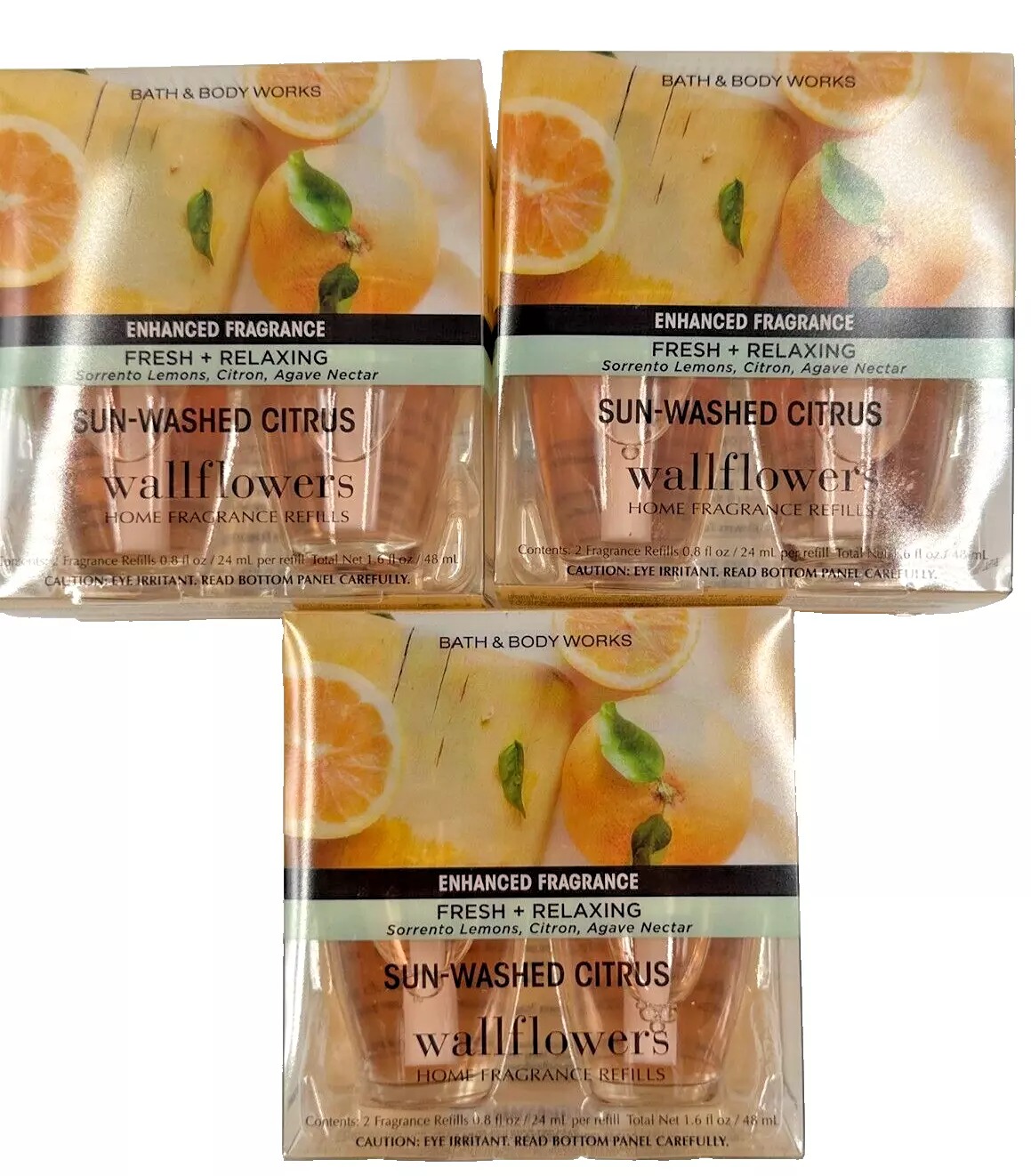 Bath & Body Works LOT 6 Wallflowers Fragrance Refills Sun Washed Citrus Bulbs