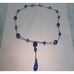 Art Deco Sapphire Glass Drop Necklace Faceted Crystals