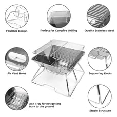 Folding Campfire Grill, Camping Fire Pit, Outdoor Wood Stove Burner- gk0