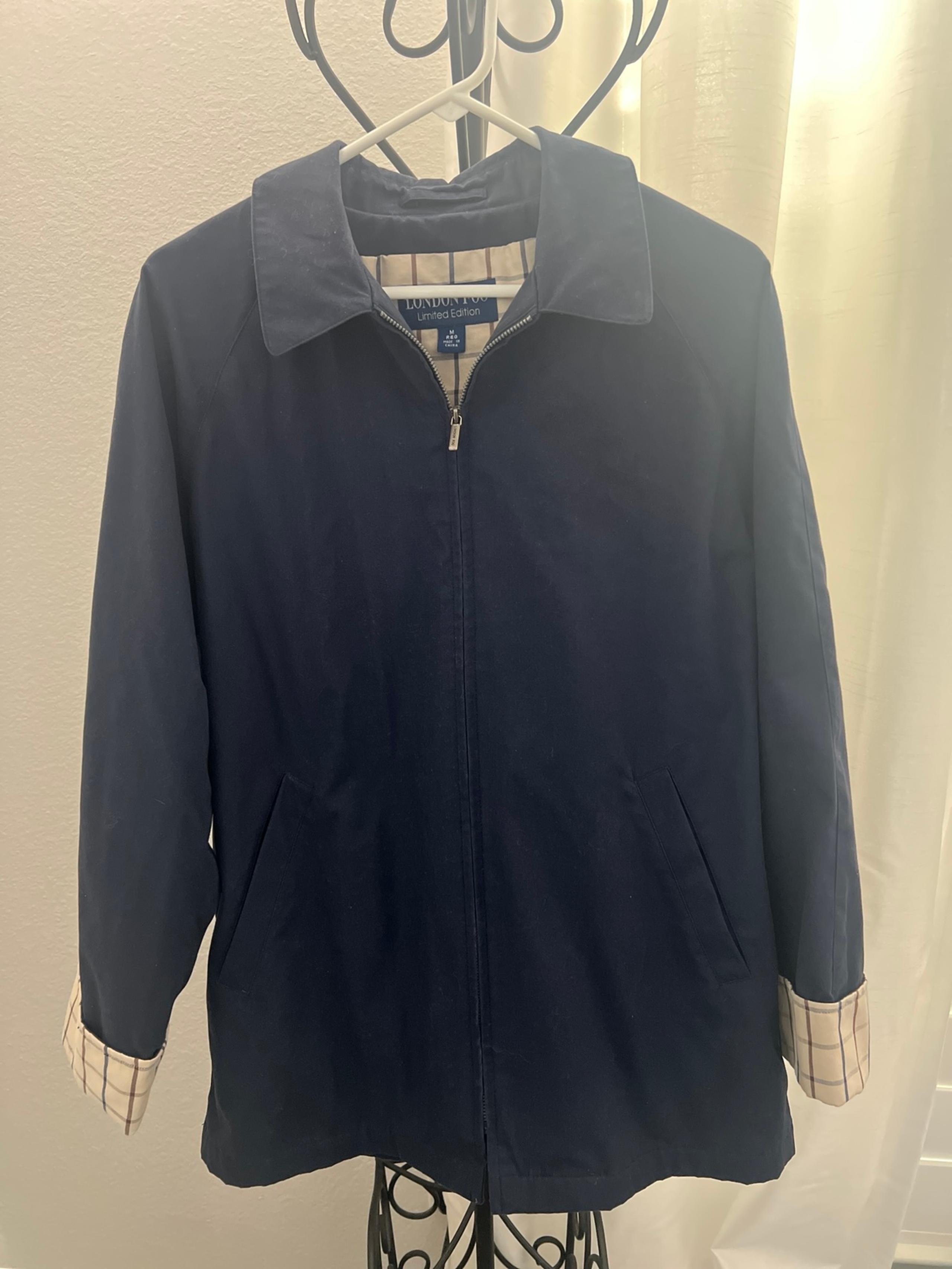 London Fog Size M Lightweight Jacket/coat with plaid Cuffs