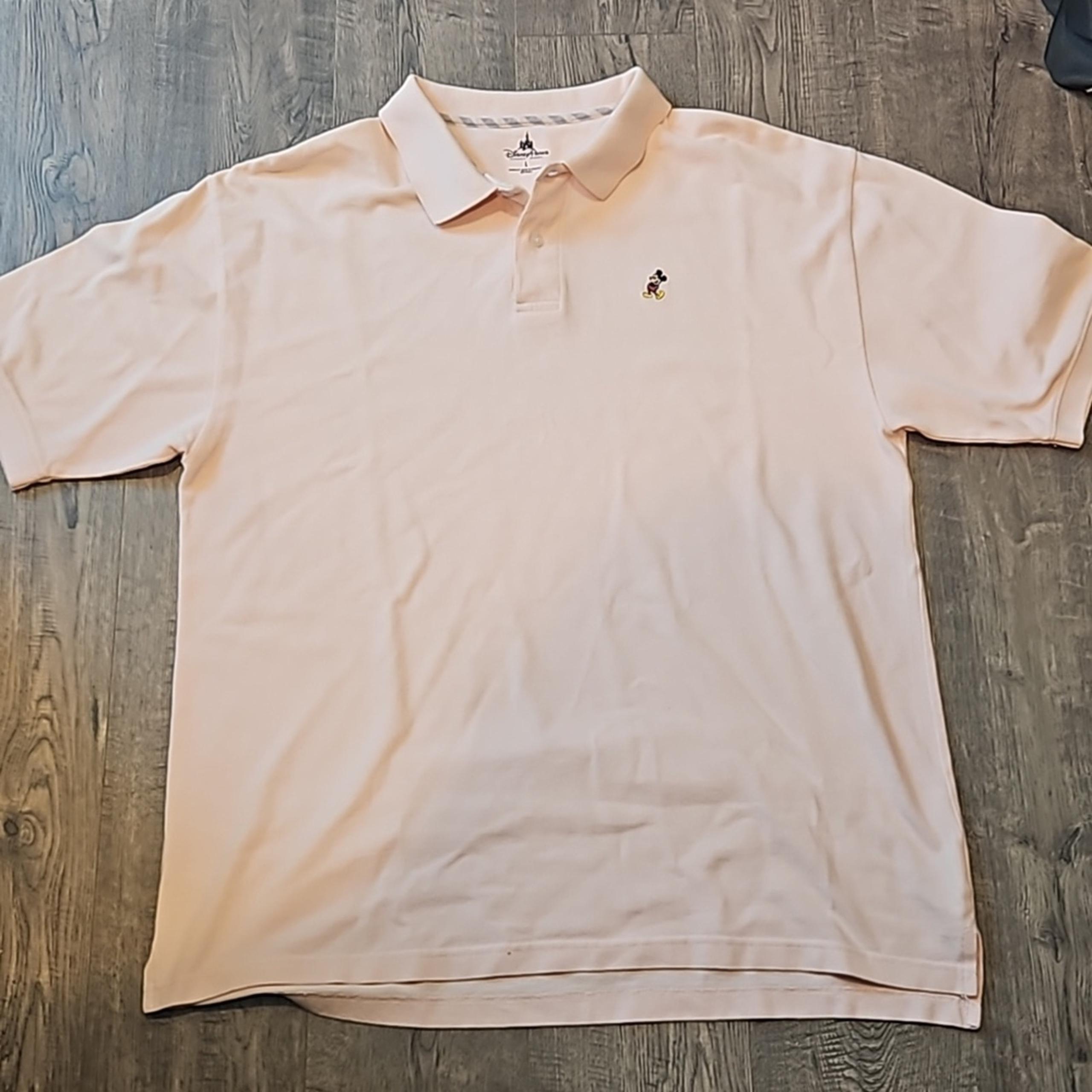 Disney Parks Men's Large Mickey Mouse Pink Polo