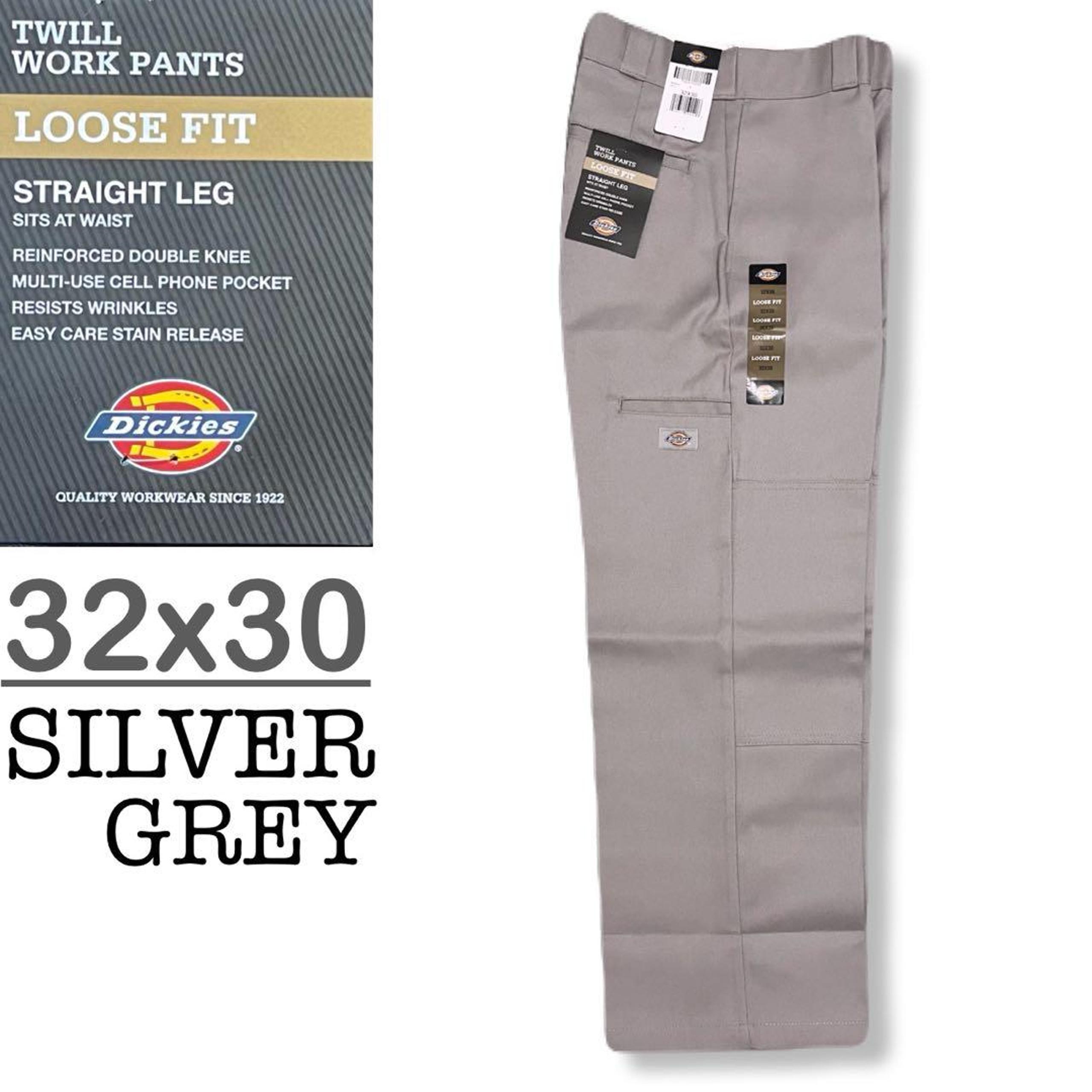 New 30x30 Silver Gray DICKIES Double Knee LOOSE FIT