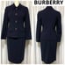 ## Excellent Condition Vintage BURBERRY Gold Button Skirt Suit Navy