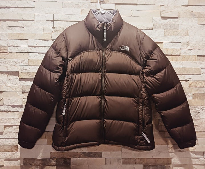 North Face Womens XL Brown Nuptse Jacket Goose Down Winter Puffer Bubble Coat