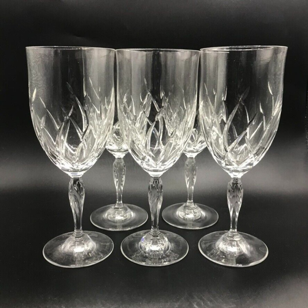 Vintage Noritake Aspen Flowers Cut Crystal Drinking Goblets Glasses Replacements