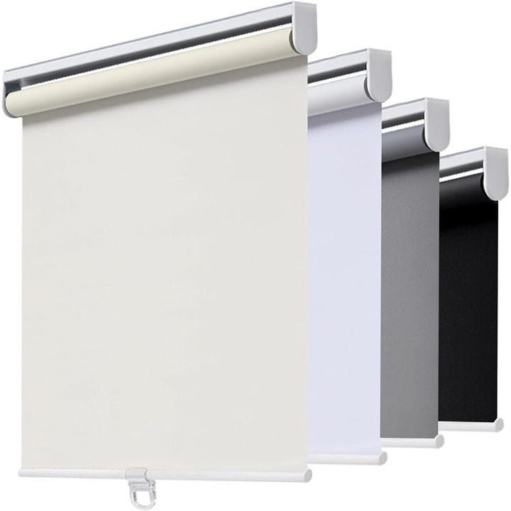 Cordless Roller Shades Blackout Blinds for Windows Room Darkening Rolled Up Shad