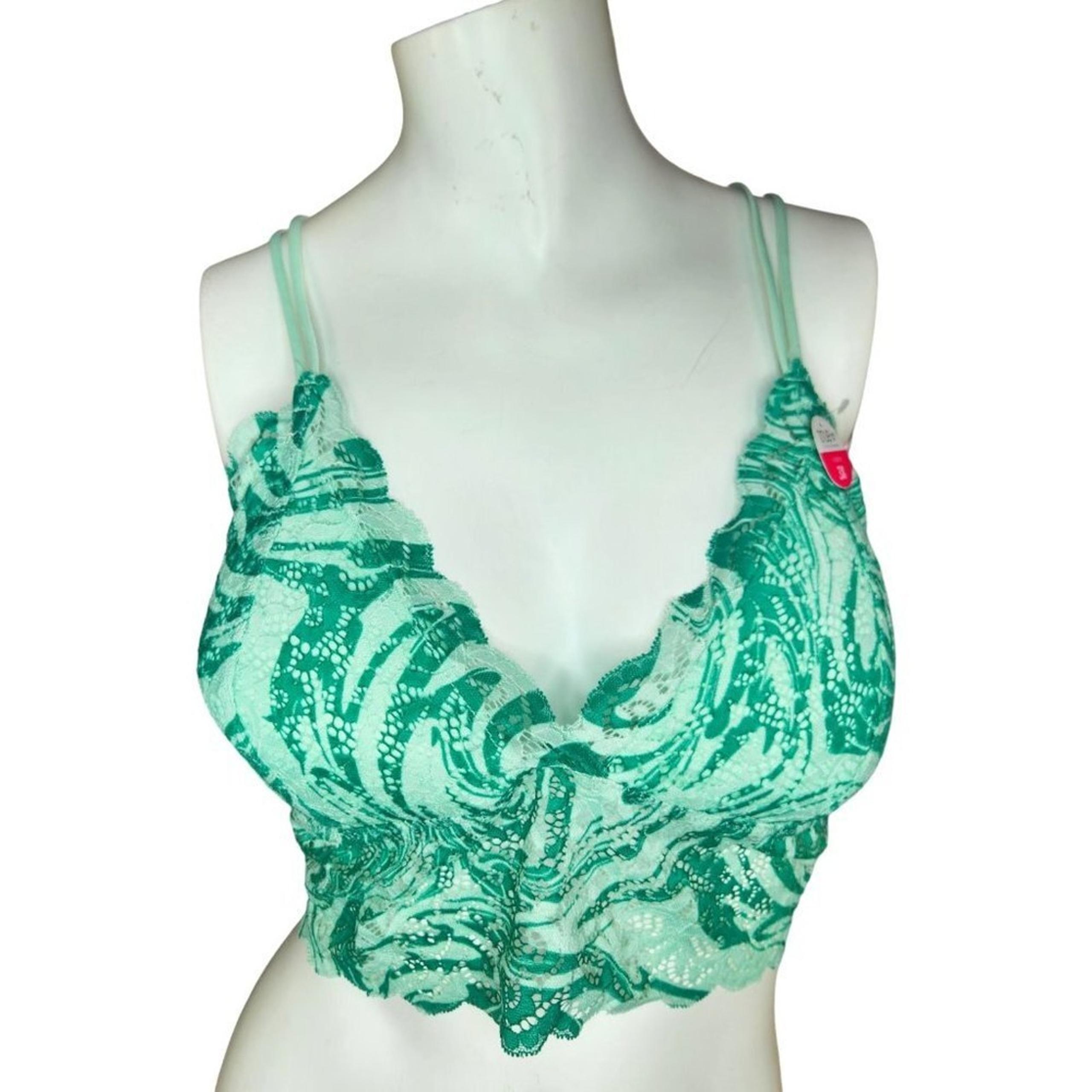 True by Rue 21 Womens Bralette Size 3X Green Floral Lace Adjustable NWT Strappy