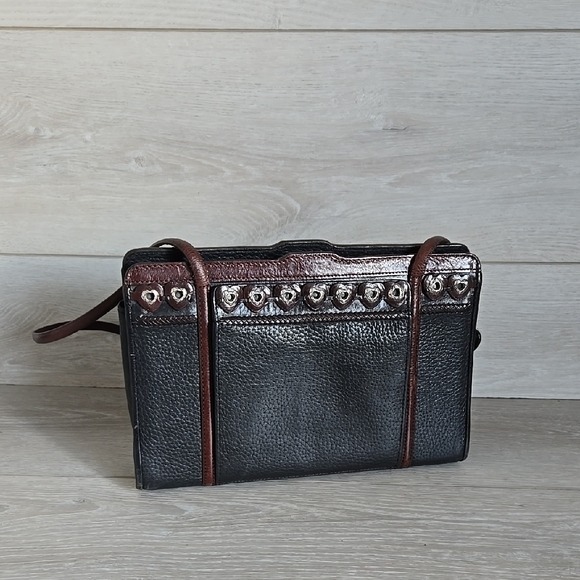 Vintag Brighton Y2K 0171142 Elegant Black& Brown Leather Bag Purse