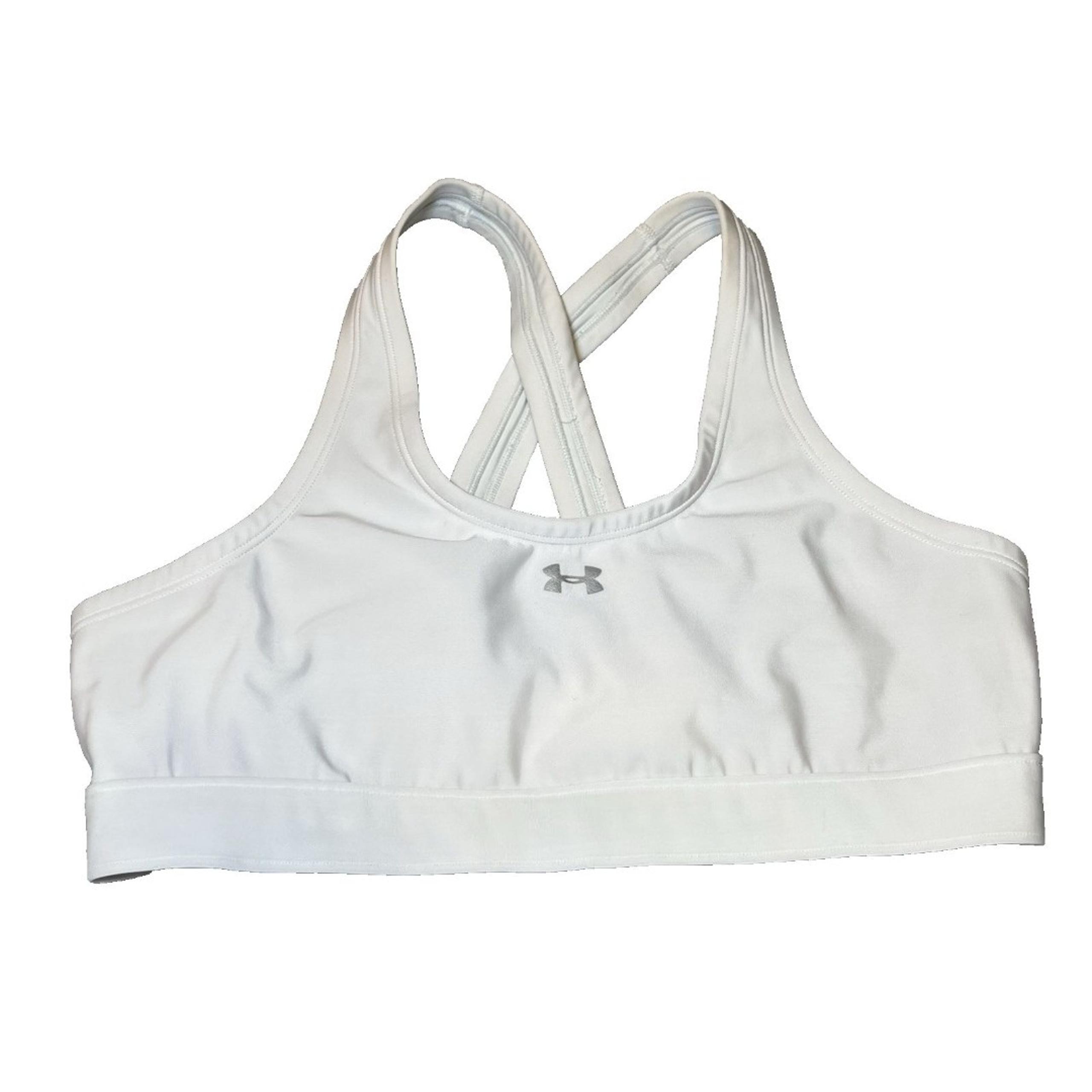 Under Armour Crossback Sports Bra Womens Size Large White Logo Pullover Gym