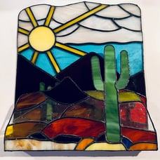Vintage Stained Glass Organizer Functional Artwork