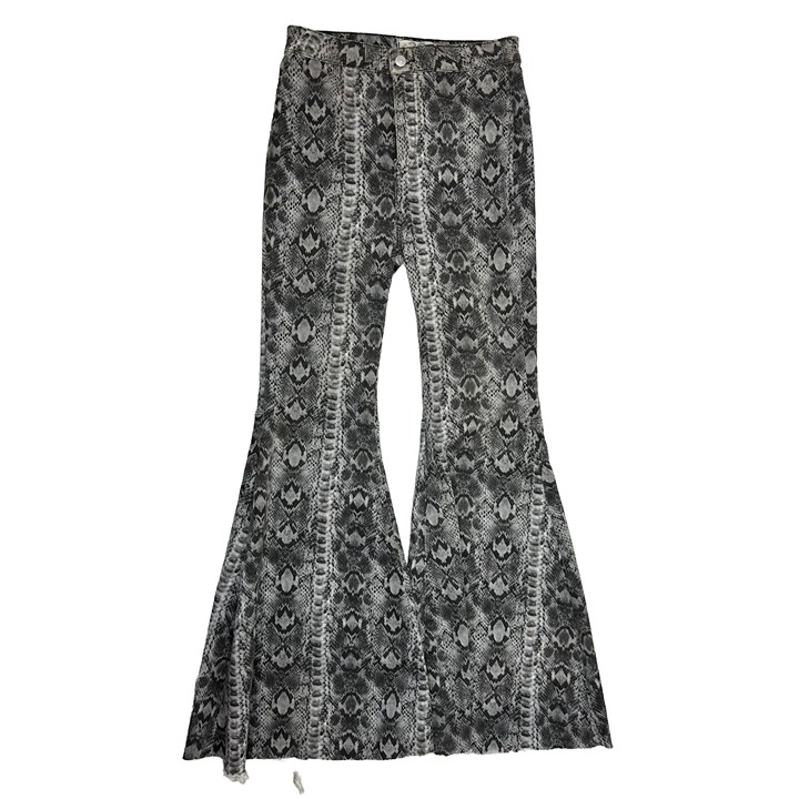 We the Free Womens 28 Just Float On Snake Print Bell Bottom Flare Jeans
