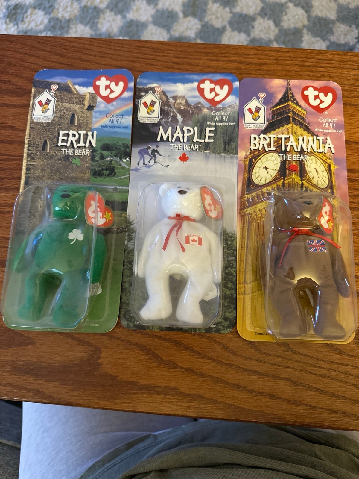 TY Beanie Babies McDonalds International Bears Set - 3 New In Box Unopened