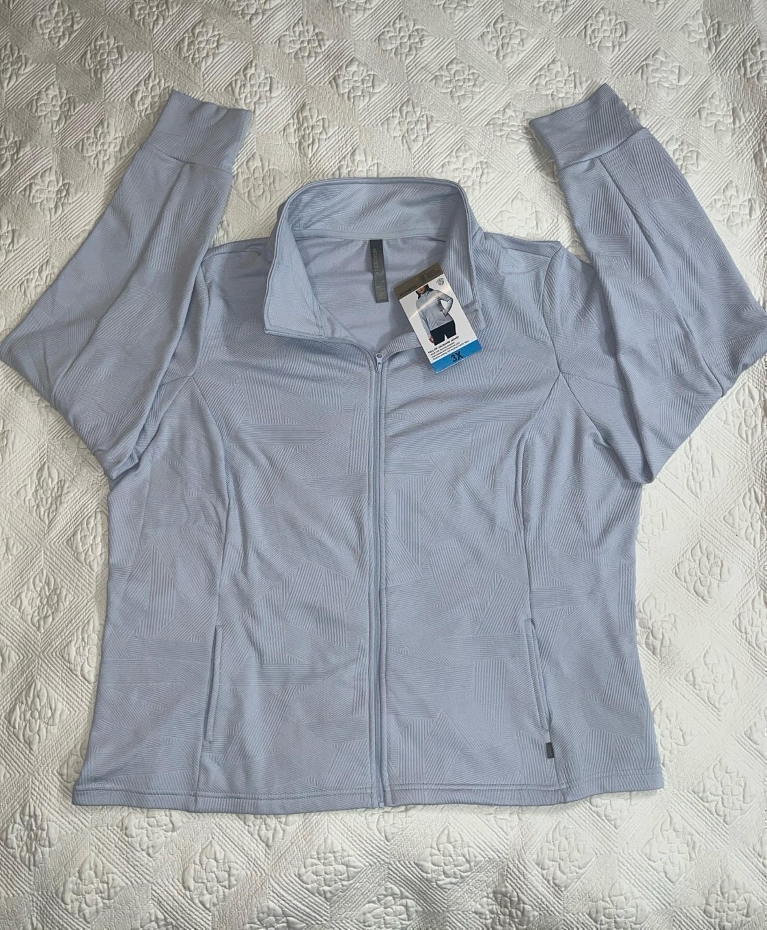 NEW! ♥️Mondetta Athletic Jacket / Sweater PLUSHY SOFT Full-Zip (HALOGEN BLUE) 3X