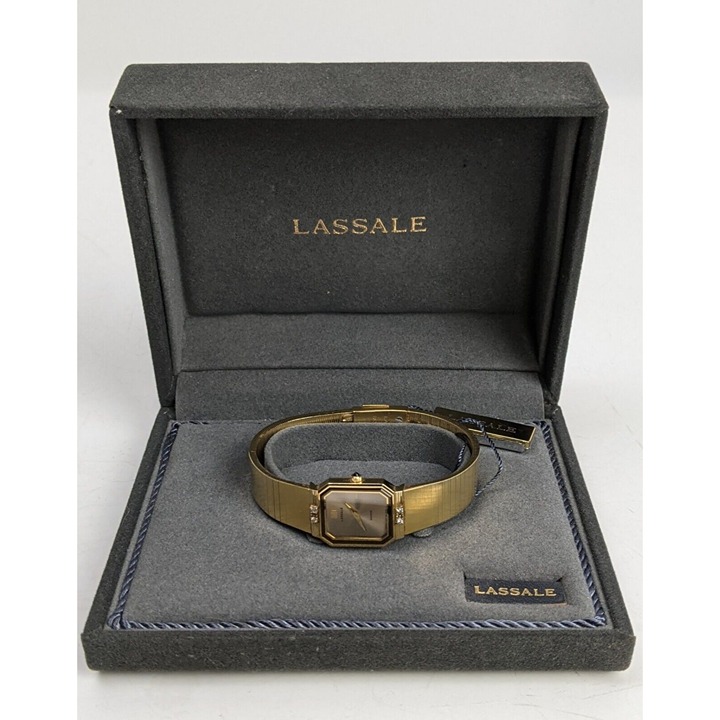 Vintage Lasalle Womens Watch Japan 1230-5769 w/ Box Stainless Steel Quartz Gold